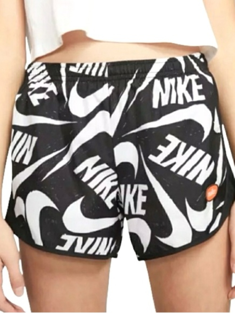 Nike Black & White Allover Logo Women's Athletic Shorts